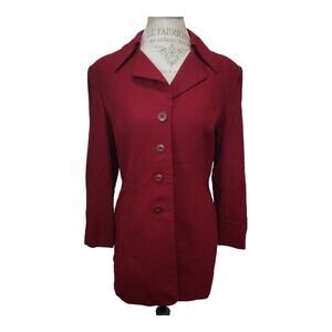Kasper & Company A S L 100% Wool Burgundy Button Up Blazer Suit Jacket Coat